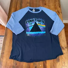 Pink Floyd Shirt Mens XL Blue Liquid Blue 3/4 Sleeve Tee Casual Concert Band