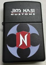 Jim Nasi Customs Zippo Lighter Iron Cross Motorcycle Harley EUC Rare Made In USA