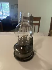 Vintage Wall Hanging KEROSENE LAMP 10" tall with Pewter Finish In Original Box