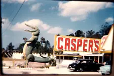 1960 Casper's Alligator Farm St. Augustine Florida Sign Car 35mm Kodak Slide