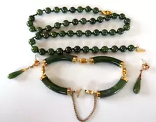 Vtg Jade Dynasty Collection In Orig Box Necklace Bracelet Earrings Only