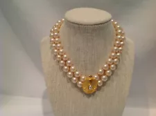 SALE Ann Catherine Prevost Faux Pearl Necklace GOLD Pendant DESIGNER FOR STARS