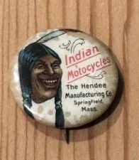 ANTIQUE INDIAN MOTORCYCLES ADVERTISING CELLULOID PINBACK - 1920s Whitehead Hoag