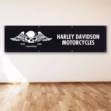 For Harley Davidson Motorcycle 2x8 ft Flag Vintage Garden Garage Sign Banner