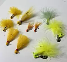 Lot of 10 Mixed Fishing Lures Flies Bright Colors Walleye Perch Bass Pan Fish