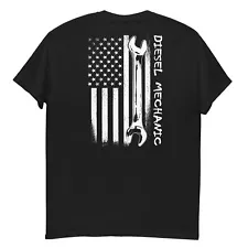 Diesel Mechanic T-Shirt, Mens American Flag Shirt Truck Enthusiast