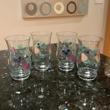 Princess House Orchard Medley Hand Painted Tumbler Crystal Drinking Glasses #241