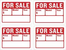 Car for Sale Sign for Car and Vehicles Auto Sales Size 9" X 12" (2-Line) - 4PC