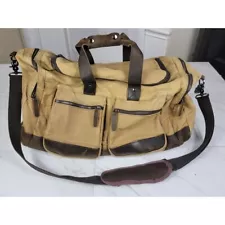 Good Quality Canvas Duffle Bag / Tan / Brown / 20x12x10