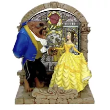 Disney Direct Beauty and the Beast Figurine Arched Stained Glass Window Red Rose