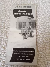 John Deere~Tractor Snow Plows~Foldout Brochure~For Models M, MT, B, A, G~ 1950