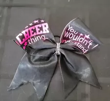 Cheerleader Hair Tie Bow Black And Pink 'It's A Cheer Thing You Wouldn't...