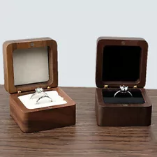 Wooden Engagement Ring Box for Proposal Wedding Pictures or Gift, Minimalist