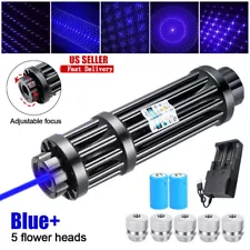 10Watt Adjustable High Power Blue Burning Laser Pointer Visible Dot Torch Light