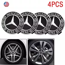 SET OF 4 Mercede s Benz 75MM Black Wheel Rim Cover HubCaps Emblem Badge (For: 1993 Mercedes-Benz 400E)