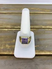 10kt Yellow Gold Synthetic Alexandrite Mens Ring