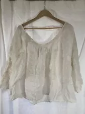 Magnolia Pearl OOAK Boho Peasant Blouse Embroidered Lace White ðPlease Read