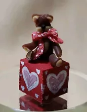 TEDDY BEAR FOR VALENTINE'S DAY FOR MINIATURE DOLLHOUSE OR ROOM BOX