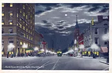 Charlotte North Carolina North Tryon Street by Night Postcard