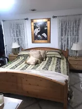 King Size Bed Frame hardware, Head + Foot Board & 2 Side tables for sale Only.