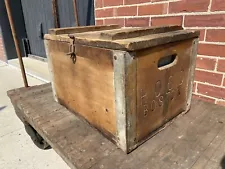 Vintage Wood Milk Box w/ Tin Liner, HOOD BOSTON, Buckle Hinges & Working Latch