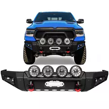 MARSITTER Steel Front/Rear Bumper W/Winch Plate&Lights For 19-24 Dodge Ram 1500