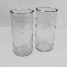 Lot of 2 Large 10 Inch Glass Vase Thumbprint Clear Tall Flowers Plants Decor