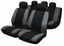 Black/Grey Full Set Front & Rear Car Seat Covers for Universal Fit