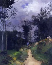 Oil painting Rural-Guardsman-in-the-Fountainbleau-Forest-1870-Alfred-Sisley-Oil-