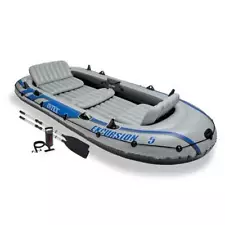 Intex Excursion 5 Person Inflatable Boat, Water Fishing River Raft Set w/Oars