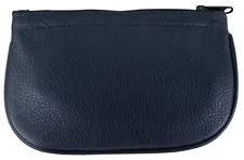 Black Leather Full Size Tobacco Pouch with Zipper Holds 2 oz Pipe Tobacco - 9300