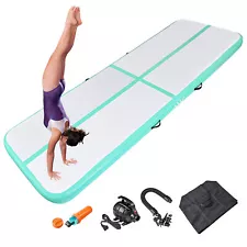 New Listing10 Ft Air Mat Track Inflatable Tumbling Mat Gymnastics Training Workout Green