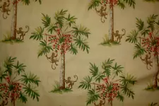 One Pr 2 pc Lined DRAPES Pinch Pleat Monkey Palm Tree print 70" x 99" lg Nice!