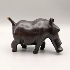 Ebony Wood Carved Warthog Boar Figurine Statue 2.5" Tall African Art