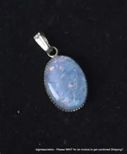 Vintage Necklace Pendant MARKED 925 STERLING SILVER OPAL Jewelry lot y