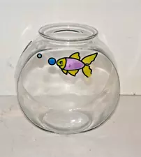 Vintage Large 2 Gallon Fish Bowl Aquarium Round Drum Clear Glass Terrarium