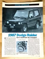 1987 Dodge Raider 2-Door 4x4 Original Magazine Article