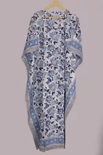 Women's Ethnic Hand Block Cotton Long Kaftan Dress Nightwear Dress Summer 2k24