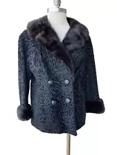 1950 Vintage Himmel & Sons Persian Lambs Wool With Mink Fur Coat Wn’s Size S/M