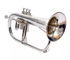 WEEKEND SALE NICKLE 3 VALVE Bb/F FLUGEL HORN FREE HARD CASE+MOUTHPIECE