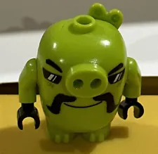 Lego Figurine Minifig The Angry Birds Movie Biker Pig moustache lime ang007 NEUF