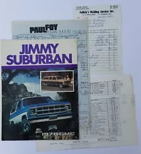 1978 Jimmy Suburban Brochure WITH ORIGINAL BILL OF SALE Hitch GMC Canada E1A