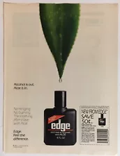 Edge Shave Gel Aloe 1989 Vintage Print Ad 8x11 Inches Wall Decor