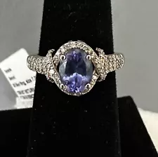 D`Joy Tanzanite Diamond Ring Sterling Silver Purple Blue 925 Size 7 New With Tag