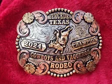 RODEO BULLRIDING CHAMPIONSHIP TROPHY BUCKLE☆MERCEDES TEXAS☆PRO☆2024☆RARE☆897