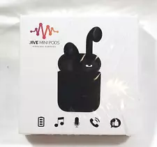 JIVE MINI PODS black Wireless NEW Ear Buds Earphones With Case & Charging Cable