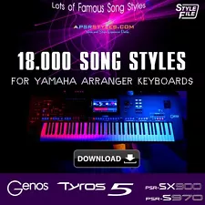 18,000 Song Styles for Arranger Keyboards Genos2 Genos Tyros5 PSR SX900 PSR S970