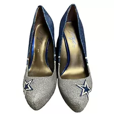 Fergie Bunny Dallas Cowboys Glitter Sparkle High Heel Platform Pump Womens 7