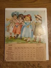 1889 Alexander Tonic Pills ad calendar children with horns victorian