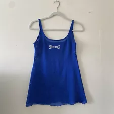 Vintage Bright Blue Mesh Micro Mini Summer Dress